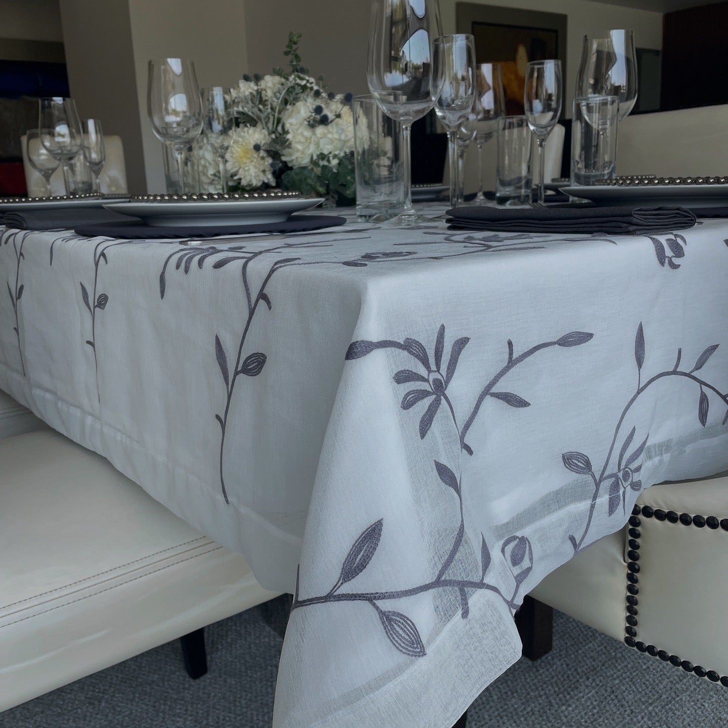 Mantel formal Hojas Plata