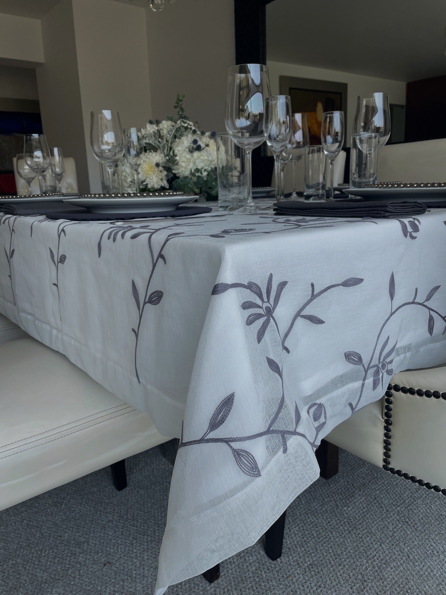Mantel formal Hojas Plata