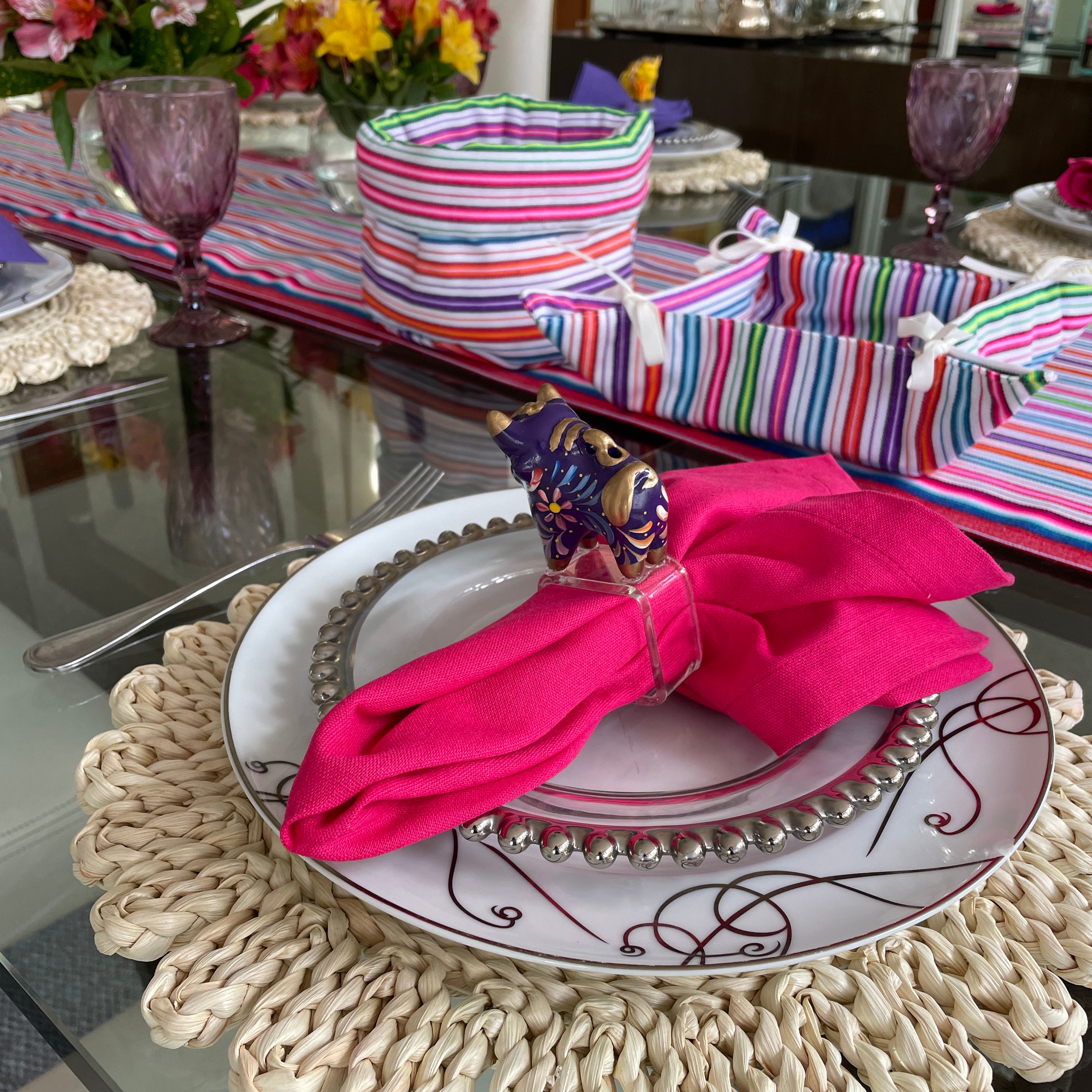 Servilletas de lino color fucsia