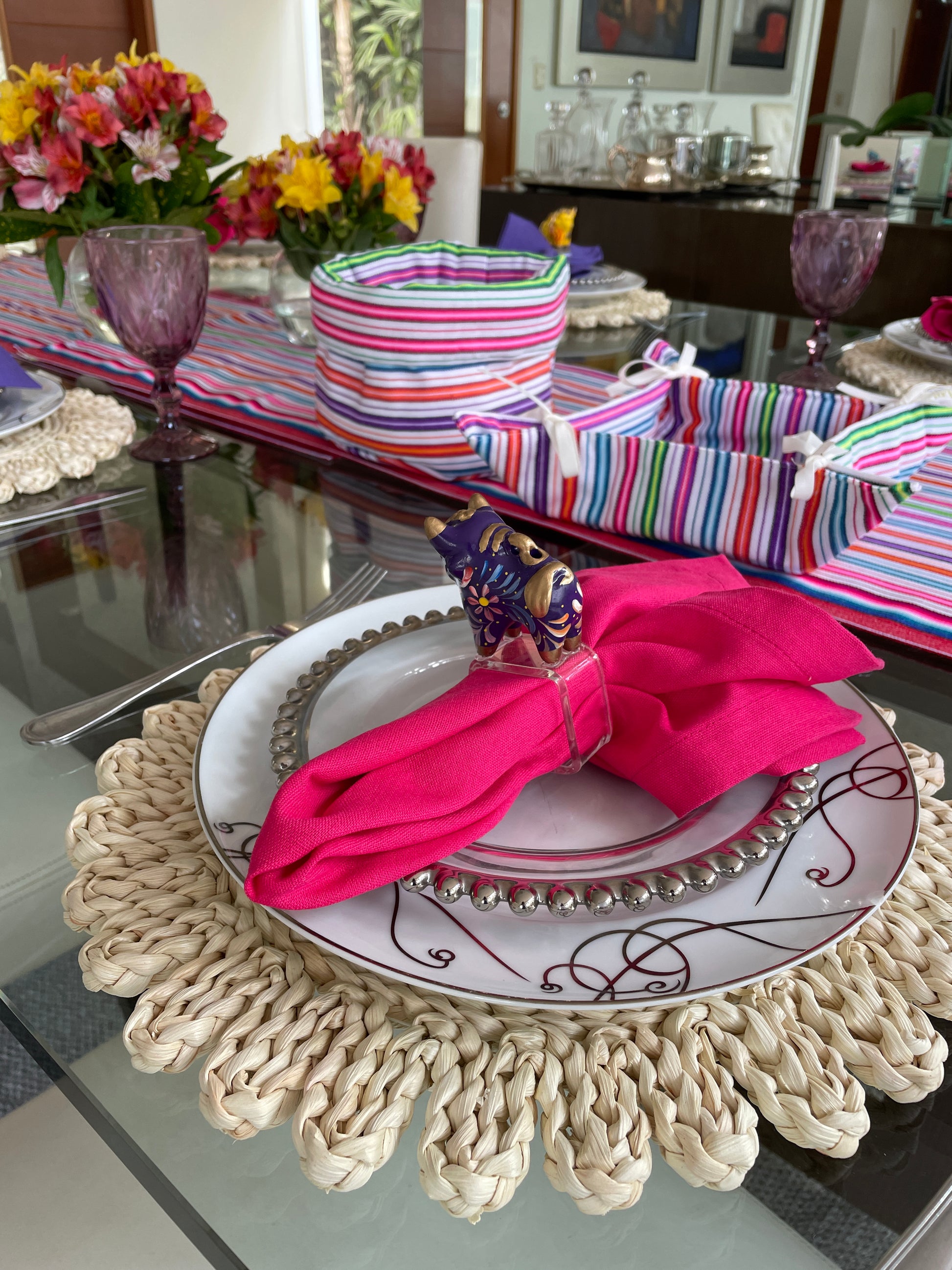 Servilletas de lino color fucsia