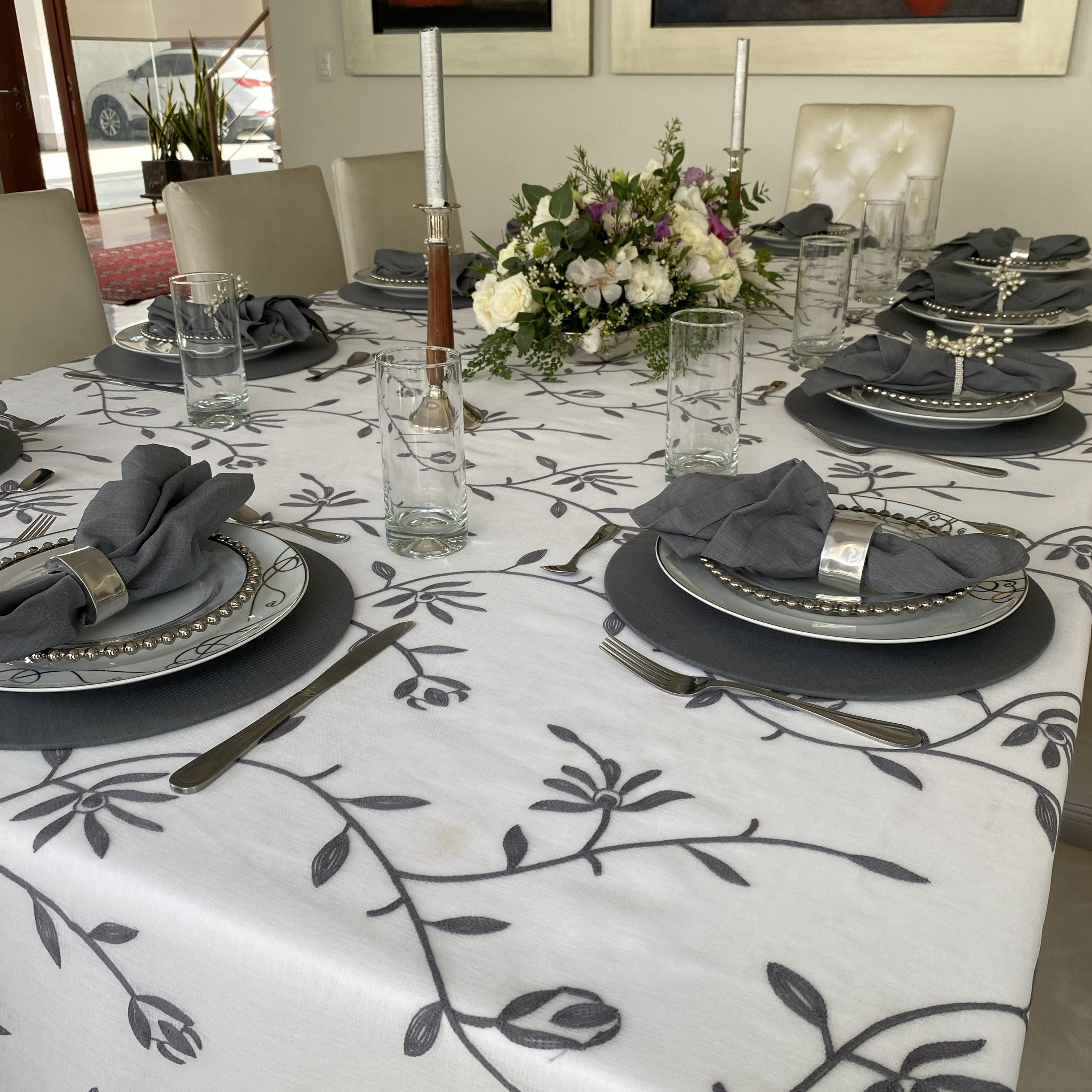 Mantel formal Hojas Plata