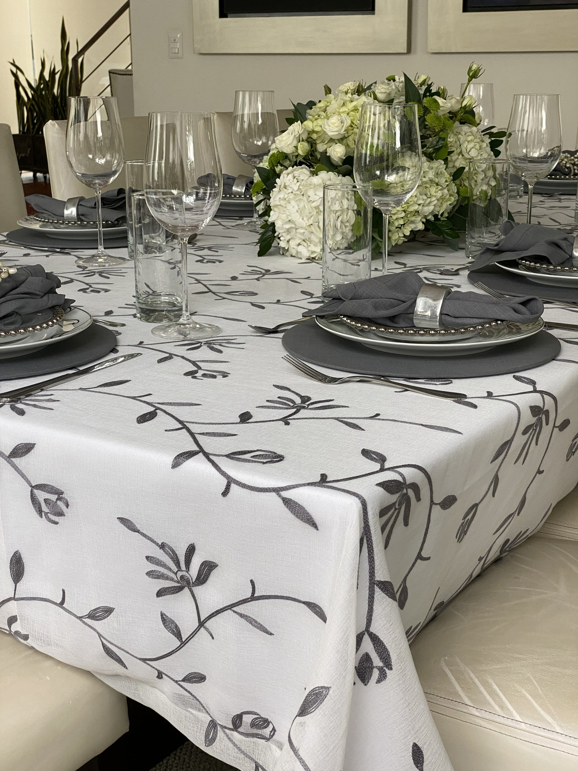 Mantel formal Hojas Plata
