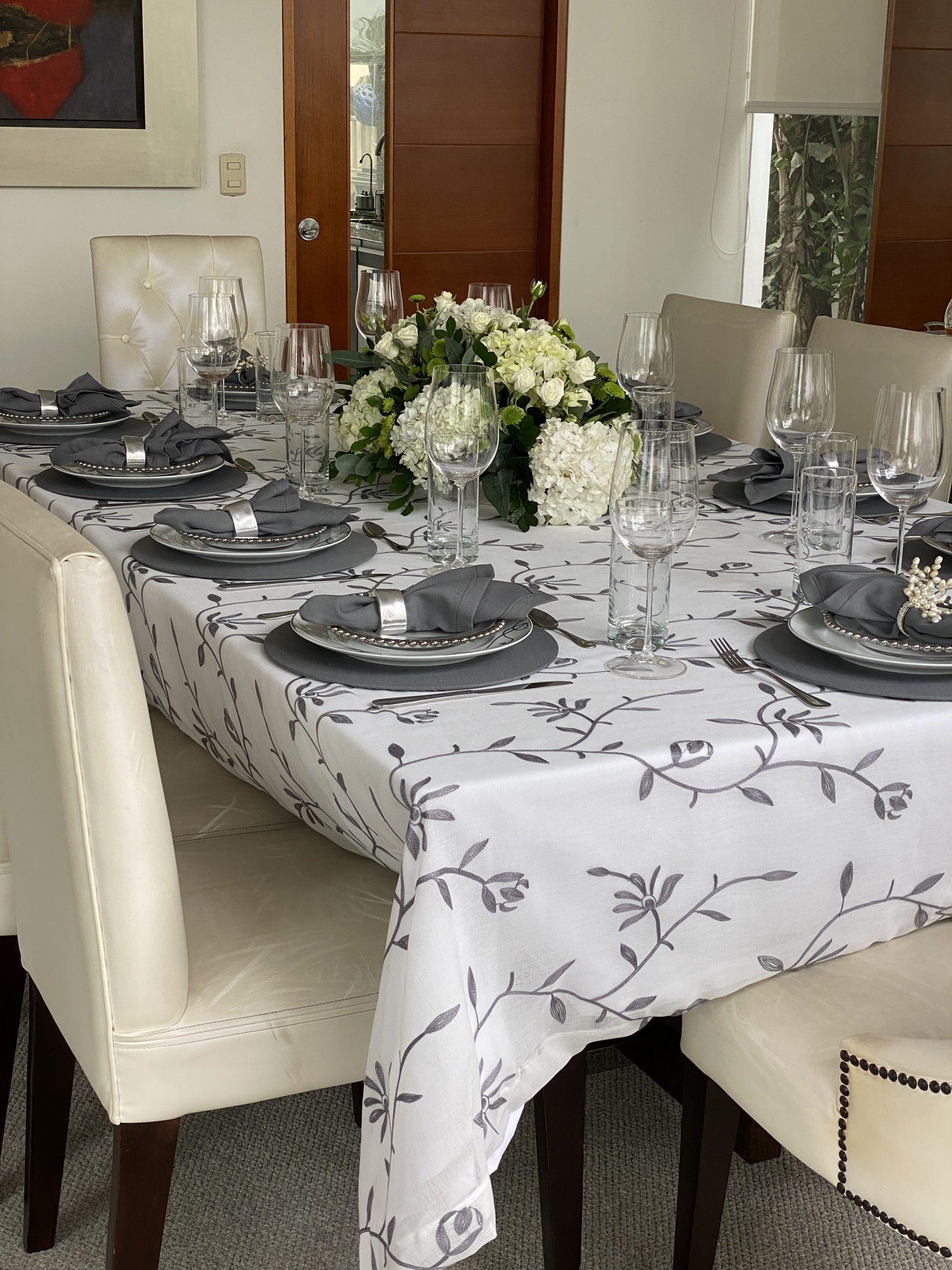 Mantel formal Hojas Plata