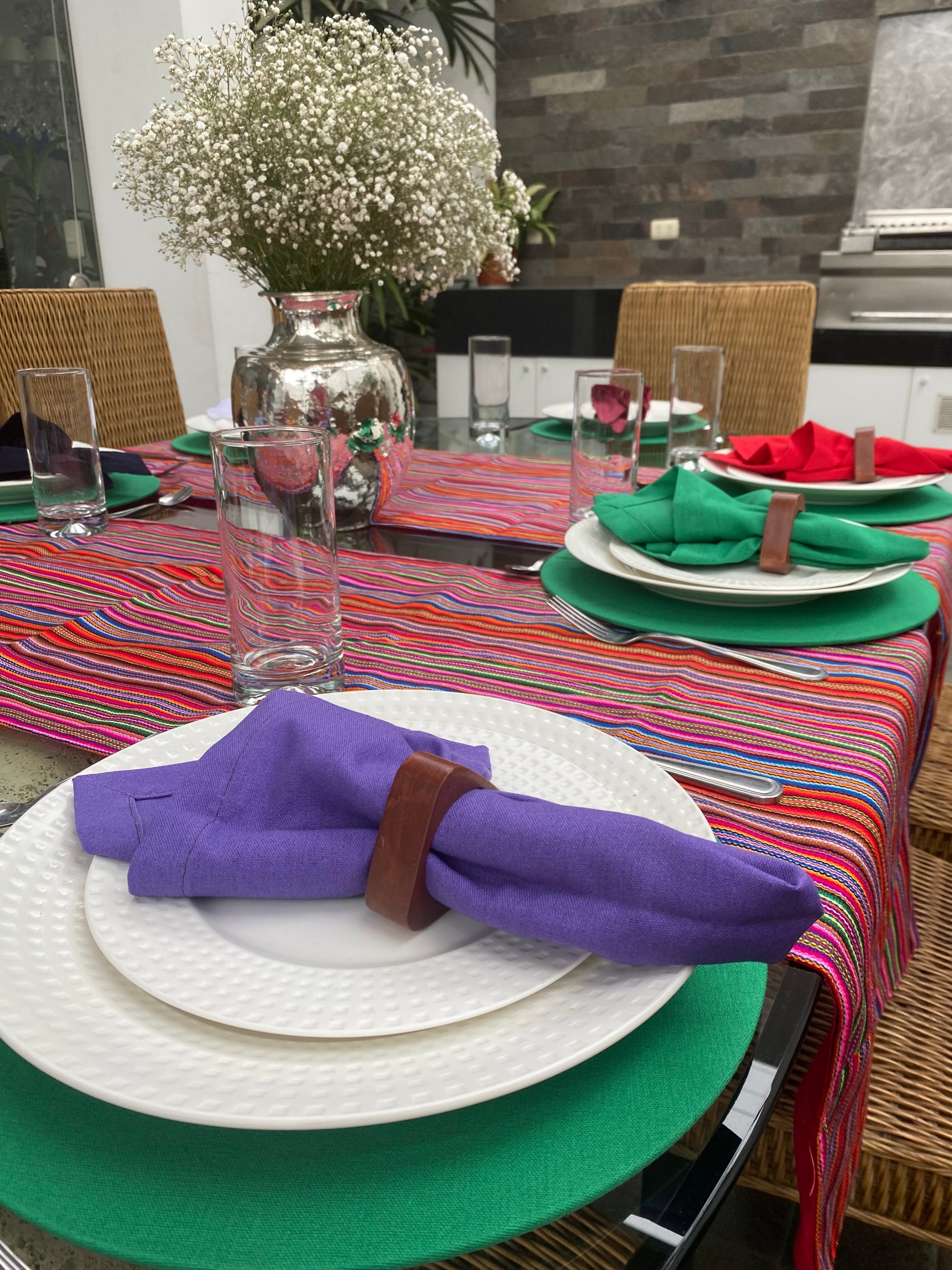 Servilletas de lino color morado