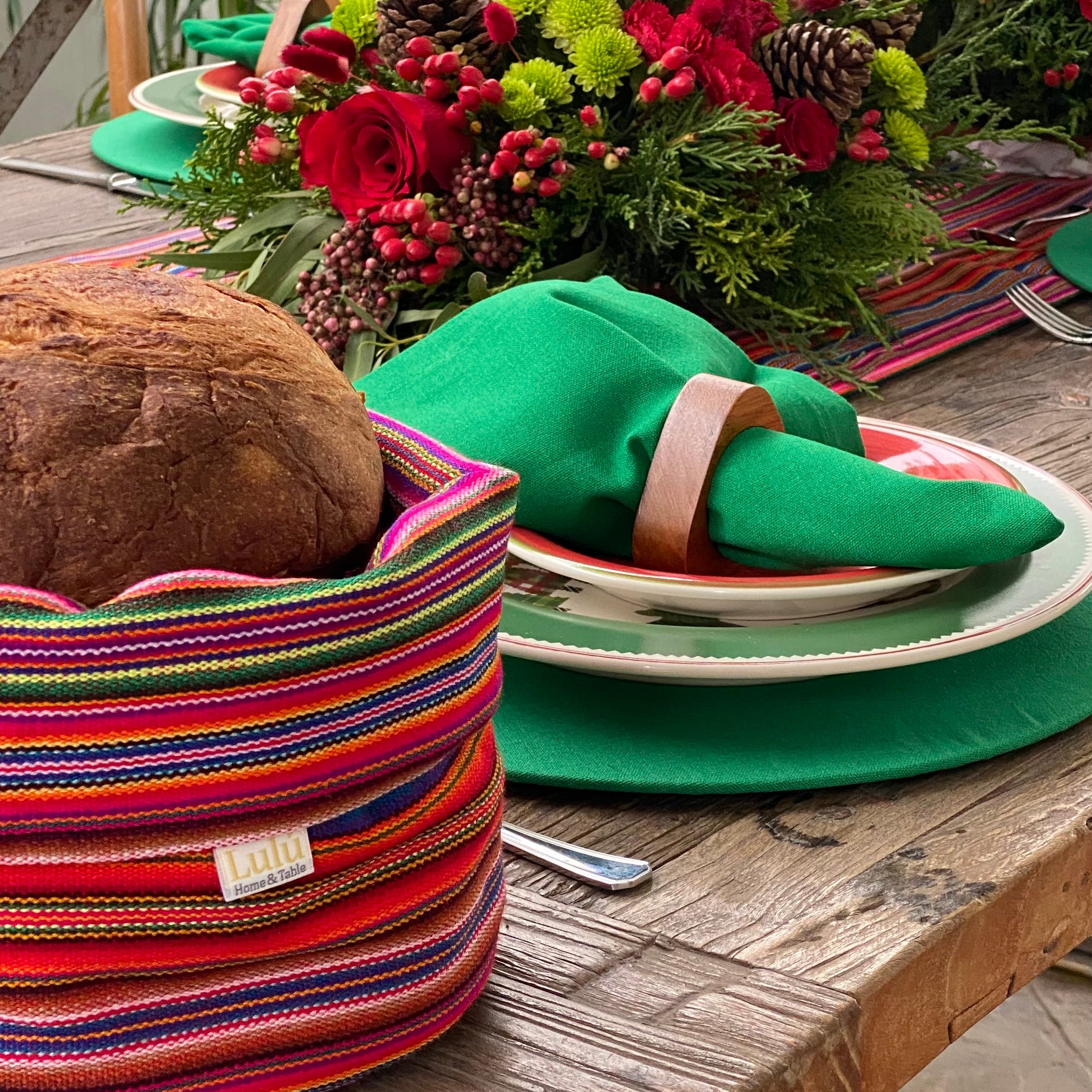 Servilletas de lino verde navidad