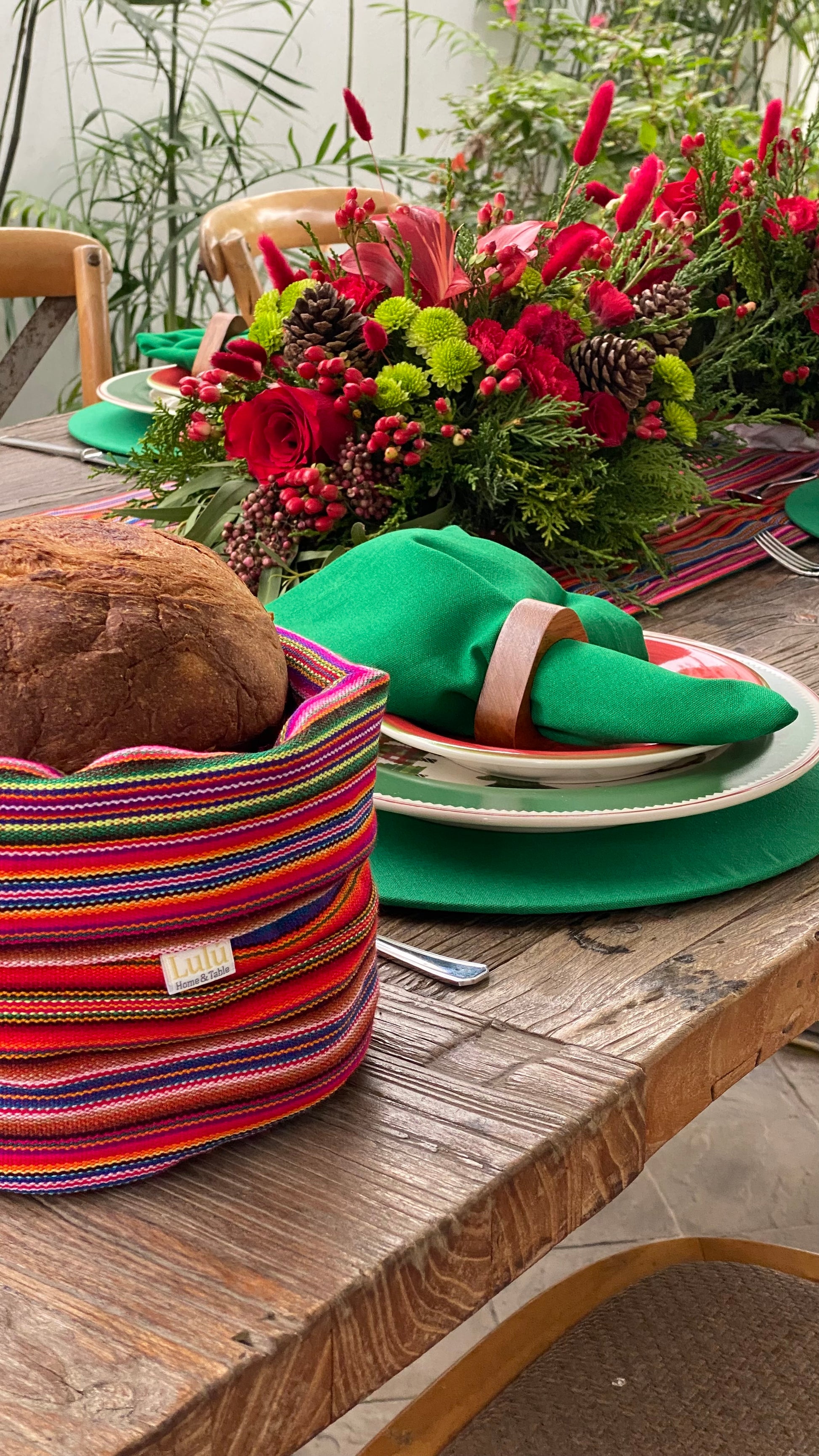 Servilletas de lino verde navidad